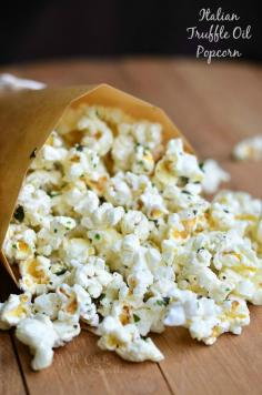 Italian Truffle Oil Popcorn | from willcookforsmiles... #SkinnyGirlSnacks  #shop #popcorn #snack