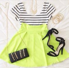 Everyday New Fashion: Neon And Stripes