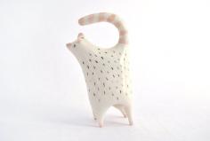 Little Ceramic Cat in White Clay and Decorated with by Barruntando, €12.00