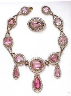 Brazilian pink topaz jewels made around 1804 belonging to the royal family of Sweden.