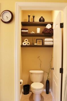 Shelves above the toilet