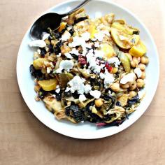 unstuffed cabbage with chickpeas, zucchini, swiss chard and bulgur