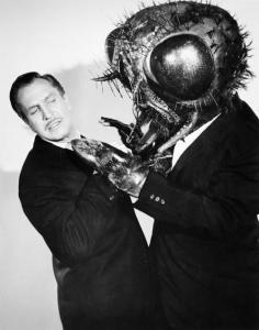 Actor Vincent Price in a publicity photo for the 1958 original version of “The Fly”. Click the pic to watch the movie in its entirety