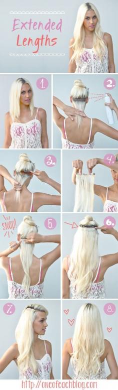 How to clip in your extensions. Great ''how to'' pics for us girls with short hair :D
