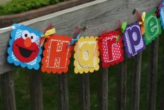 Bright and Fun Elmo Insired Name Banner, Elmo Birthday Party