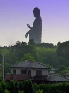 Surreal! Ushiku Daibutsu located in Japan's Ibaraki prefecture.