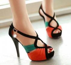 #Gorgeous #orange #green #and #black #heels