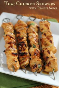 Thai Chicken Skewers with peanut sauce (uses PB2 and keeps points value down)