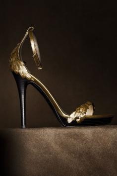 Burberry | gold heels.