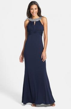 JS Boutique Beaded Neck Jersey Gown available at #Nordstrom