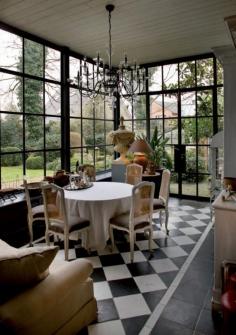 Sunroom. Great floors and windows