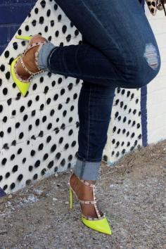 Sexy Valentino Rock Stud Sandals worn by the fabulous @blingaholic 88  - featured on TheShoeMaven.com.