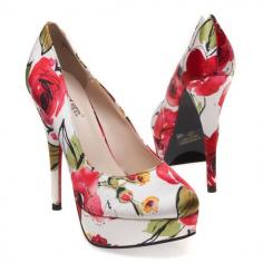 Women's #Fashion #Shoes:  Beauty Heel Womens SHERRON73 White #Floral Print Closed Toe High Heel Stiletto Shoe: #Heels
