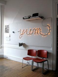 Spell out letters. | 46 Awesome String-Light DIYs For Any Occasion