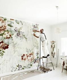 Gorgeous oversized #floral mural #wallpaper from Mr. Perswall #source4Style #materialinspiration