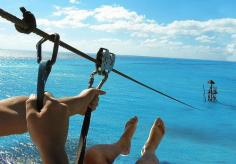 Zip-lining over the ocean