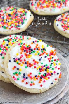 Buttery, melt-in-your-mouth amazingness, these frosted sugar cookies are the made-from-scratch version of the store bought ones. Love at fir...