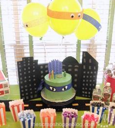 fun teenage mutant ninja turtles party ... love both the balloons AND the cake