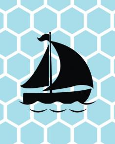 Ship, Sailing, Honeycomb, Nautical, Marine, Nursery Art, Under the Sea, Shower Gift, 8x10 or 11x14 Art Print by NestedExpressions, $15.00