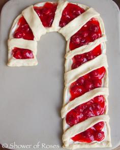 cherries or berries with cream cheese and cresent rolls. so easy for christmas!