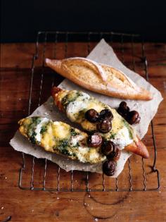 Mushroom, pesto and goat’s cheese rolls