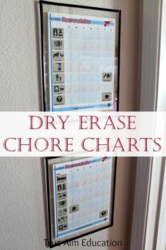 Dry erase chore charts for young children