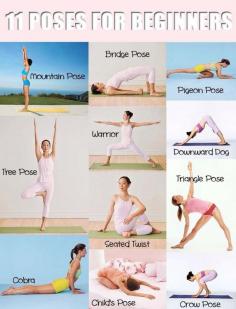 Getting started with Beginners Yoga. Poses and their names. #healthy