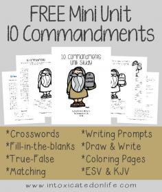 This 10 Commandment Unit Study contains 75+ pages of puzzles, writing prompts, coloring pages and MORE! Both ESV & KJV.