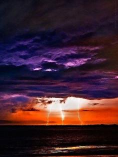 Anastasia Island Lightning Florida by James Watkins