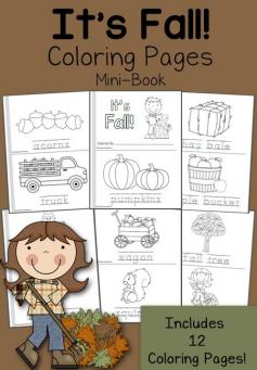 Free Fall Coloring Pages - 12-page mini-book!