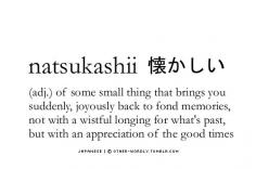 pronunciation | nats-ka-‘shE (nahtzkah-SHEE)Japanese | 懐かしいtip | (adj.) of some small thing that brings you suddenly, joyously back to fond memories, not with a wishful longing for what's past, but with an appreciation of the good times #Pearls