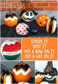 Pretty Painted Pumpkins from Let's Get Together - 6 great tips for easy, #pumpkin decorating. Perfect for inexpensive decorating and a cohesive front porch look. #easy #halloween