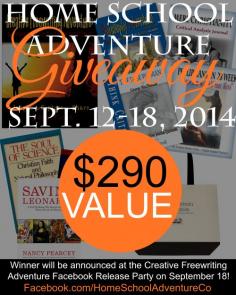 $290 worth of Home School Adventure print resources! Winner will be announced at the Facebook Release Party on September 18