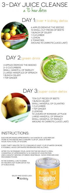 Three Day Juice Cleanse #health #fitness #juicecleanse #cleanse #detox #recipe #yummy