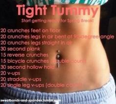Tummy workout. I guess I'll have to learn what some of these things are first.