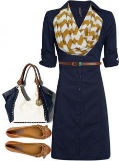 Love the dress. Navy and mustard (or black and mustard - go tigers!) are my jam.