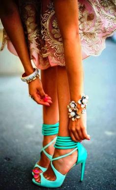 Gorgeous mint high heel sandals