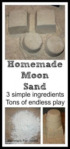 Make your own "Moon sand" sensory play...great hands on play for kids