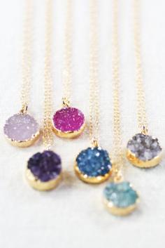 Druzy pendant necklaces