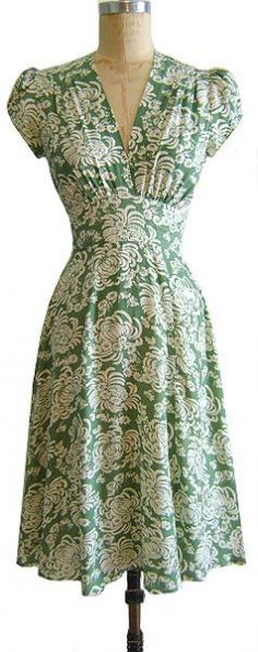 vintage-inspired green floral dress