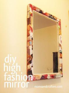 mirror frame DIY from Elle Magazine ads and a pearl necklace - click the link to read more!