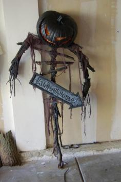 Make a a scary Scarecrow~ Love this guy. Just needs some spider webs of course!