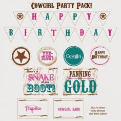 Cowgirl Party Pack - Free Printables! by Everyday Art #free #printables #cowgirl #birthday #banner
