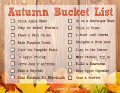 Printable fall bucket list and links to lots of great autumn kids craft and fun family activities that will keep you busy all season long!