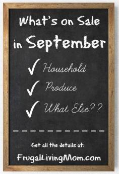 This is an awesome list of the types of things that go on Sale in Sept.  I could save so much just by making big purchases in the months they go on sale.  Must pin!