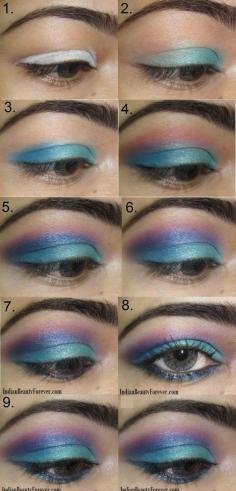 Bright Blue Eye makeup tutorial Step by step