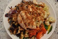 Roasted Balsamic Vegetables + Grilled Chicken Kale Bowl