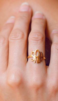 Scroll Monogram Ring