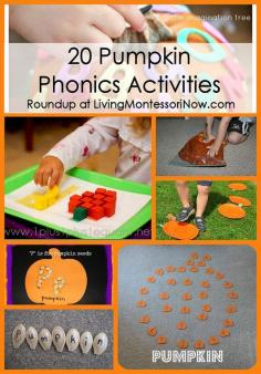 Huge collaboration of Kid Blogger Network roundups, including 20 pumpkin phonics activities and Montessori phonics resources