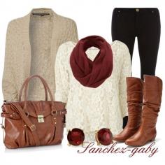 Fall Fashion 2013 | Knitted Cardigan & Lace Shirt | Fashionista Trends